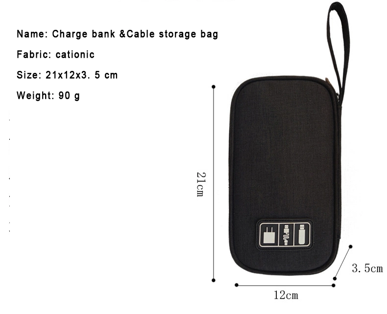 Charging Bank Mobile Phone Data Cable Headset Mobile Power Digital Organizer Bag