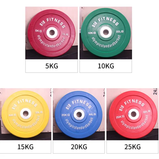 Ventas de equipos de gimnasio, entrenamiento en casa, levantamiento de pesas, placa con mancuernas Kg, disco de gimnasio, Fitness, parachoques de goma de Color, placas de pesas